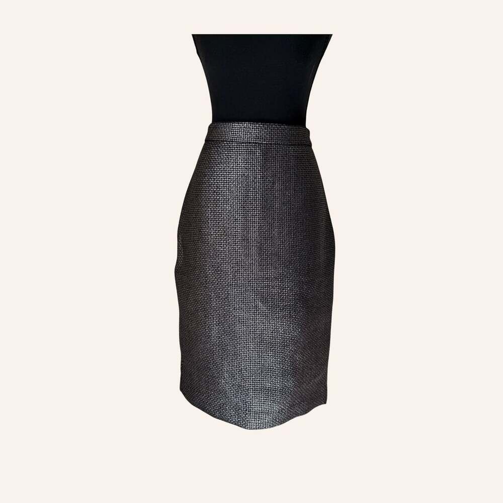 office siren black silver tweed pencil skirt size 4